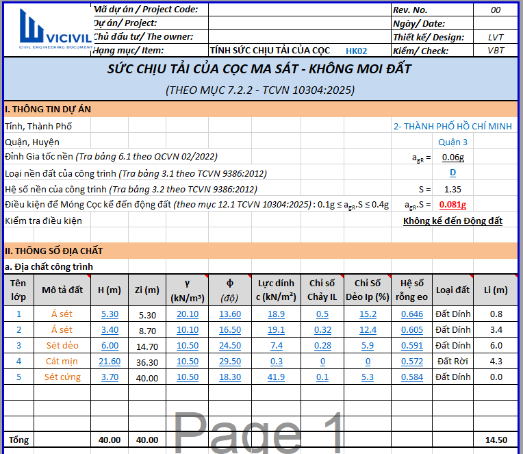 SCT CỌC MA SÁT KHÔNG MOI ĐẤT_ TCVN 10304:2025 – EXCEL 104