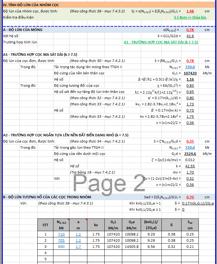 DỰ ĐOÁN LÚN NHÓM CỌC THEO TCVN 10304:2025 – EXCEL 102