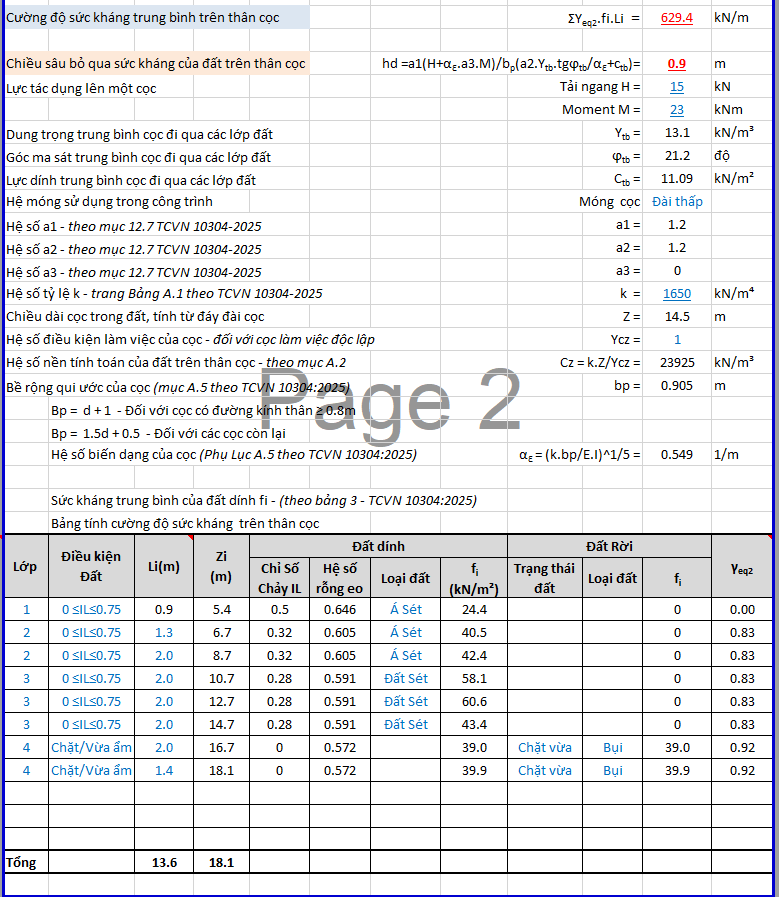 SƠ BỘ SCT CỌC CHỊU KÉO THEO ĐẤT NỀN_TCVN 10304:2025 - EXCEL 105
