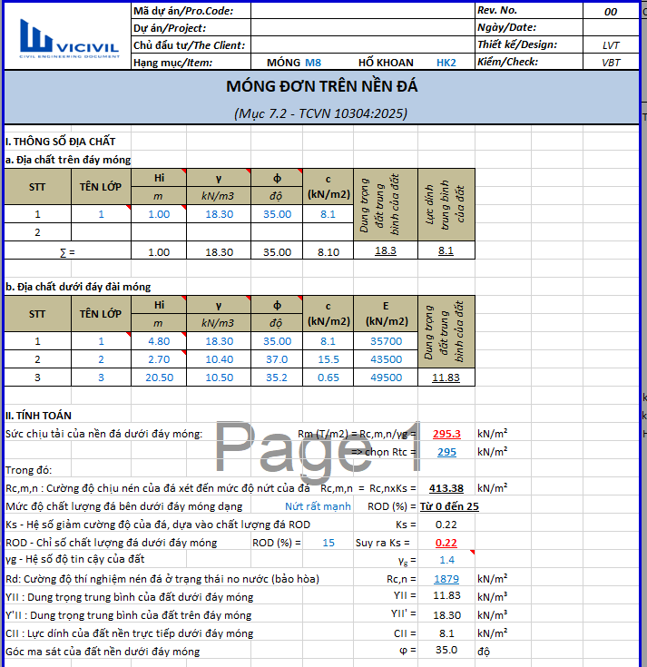 UPDATE_MÓNG ĐƠN TRÊN NỀN ĐÁ THEO TCVN 10304:2025 – EXCEL 108