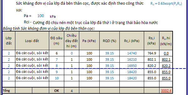 SCT CỌC TƯƠNG TÁC VỚI ĐÁ MẶT BÊN THEO PLC1 TCVN 10304:2025 - EXCEL 112