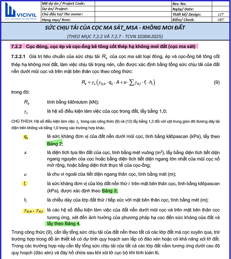 ẢNH HƯỞNG MA SÁT ÂM ĐẾN SCT CỦA CỌC THEO TCVN 10304:2025 - EXCEL 115